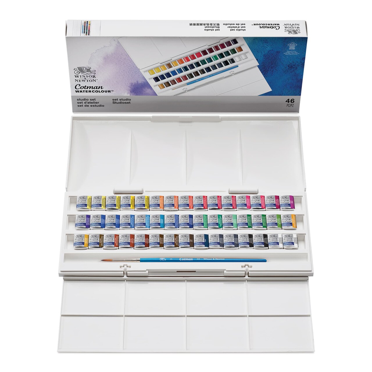 Winsor & Newton Cotman Watercolors - Studio Set of 45, Assorted Colors, Half Pans